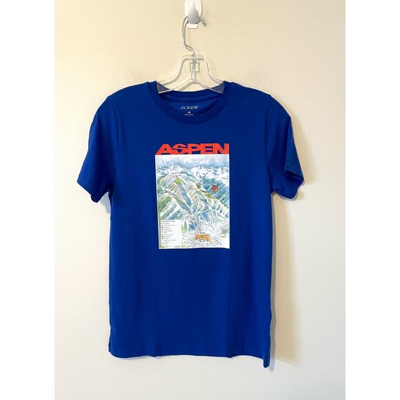 J. Crew Aspen Ski Basic Cotton Crewneck T-Shirt Blue Size XS NEW - Picture 1 of 8